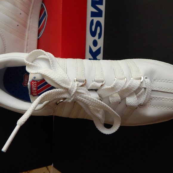 LIKE NEW! WORN 1x - MENS Classic Varsity K-SWISS White Leather Sneakers - Picture 3 of 7